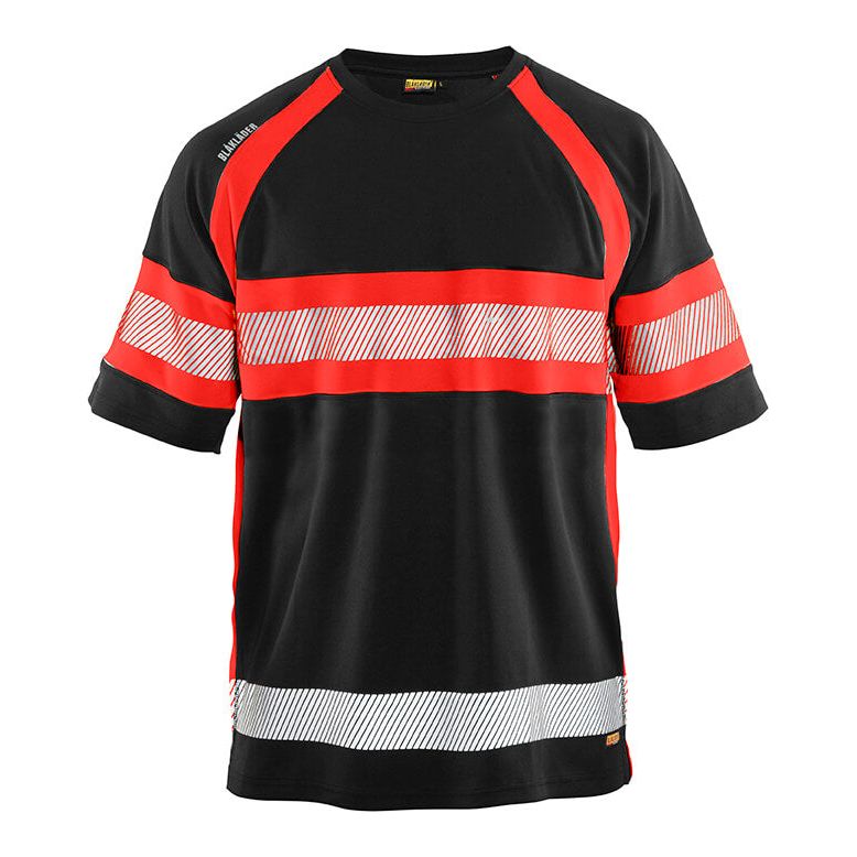 Blaklader 33371051 Hi-Vis T-Shirt UV-Protection Black/Red Main #colour_black-red