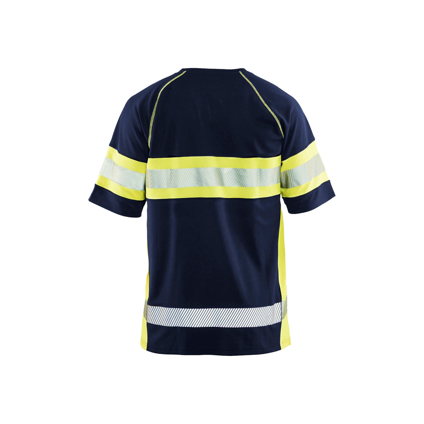 Blaklader 33371051 Hi-Vis T-Shirt UV-Protection Navy Blue/Hi-Vis Yellow Rear #colour_navy-blue-yellow
