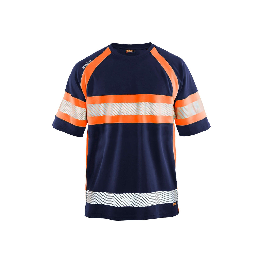 Blaklader 33371051 Hi-Vis T-Shirt UV-Protection Navy Blue/Orange Main #colour_navy-blue-orange