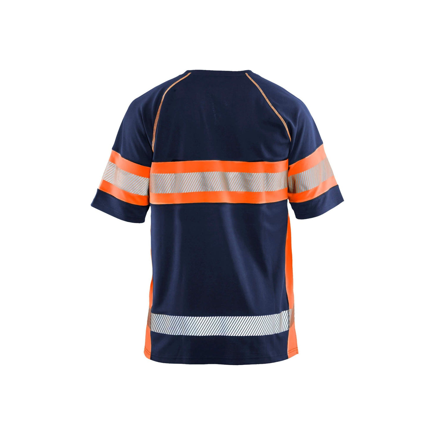 Blaklader 33371051 Hi-Vis T-Shirt UV-Protection Navy Blue/Orange Rear #colour_navy-blue-orange