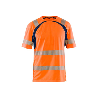 Blaklader 33971013 Hi-Vis T-Shirt UV-Protection Orange/Navy Blue Main #colour_orange-navy-blue
