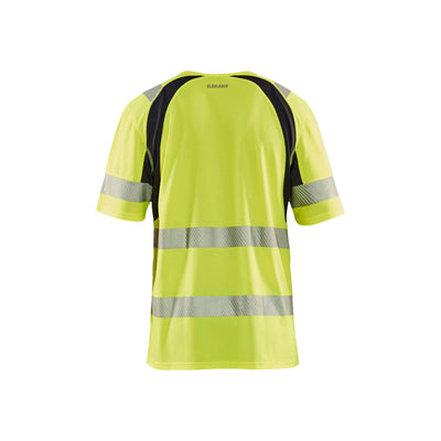 Blaklader 33971013 Hi-Vis T-Shirt UV-Protection Yellow/Black Rear #colour_yellow-black