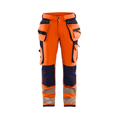 Blaklader 19971642 Hi-Vis Trousers 4-Way Stretch Orange/Navy Blue Main #colour_orange-navy-blue