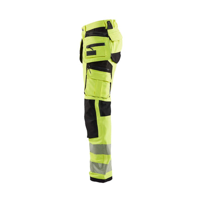 Blaklader 19971642 Hi-Vis Trousers 4-Way Stretch Yellow/Black Left #colour_yellow-black