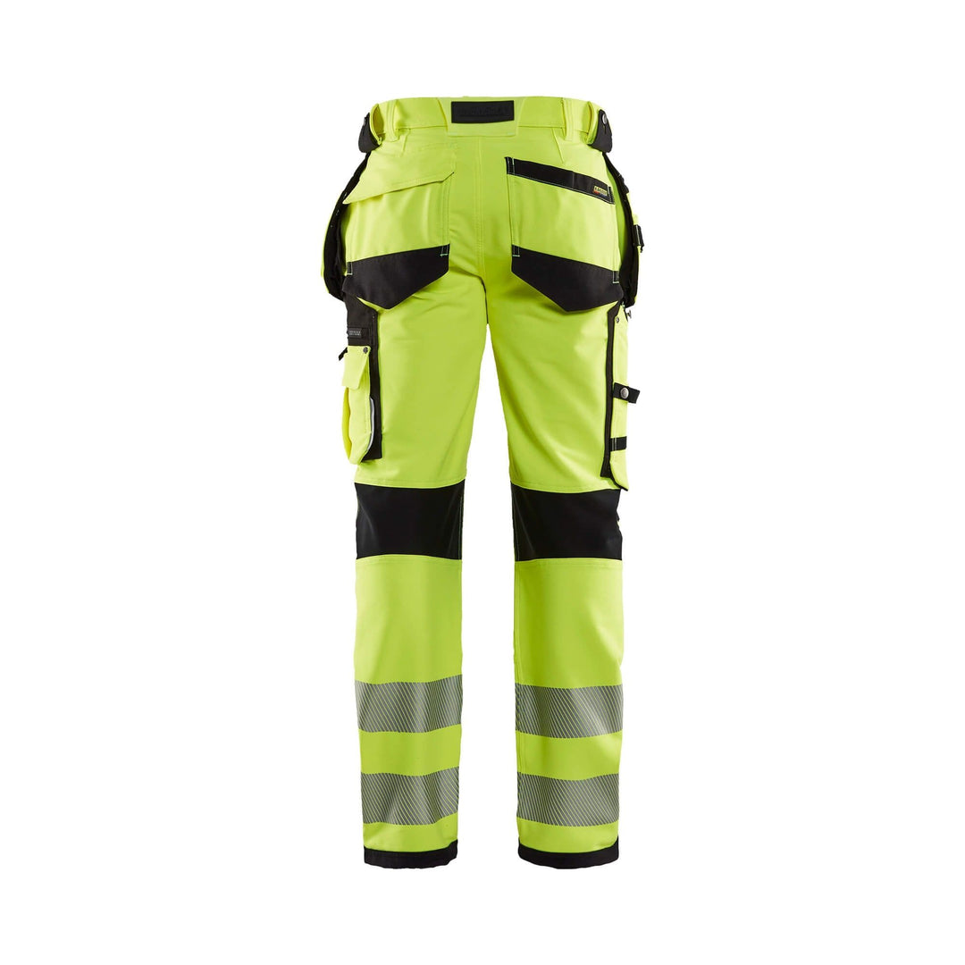 Blaklader 19971642 Hi-Vis Trousers 4-Way Stretch Yellow/Black Rear #colour_yellow-black