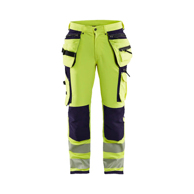 Blaklader 19971642 Hi-Vis Trousers 4-Way Stretch Yellow/Navy Blue Main #colour_yellow-navy-blue