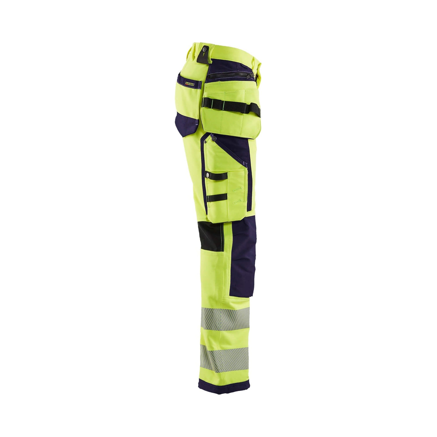 Blaklader 19971642 Hi-Vis Trousers 4-Way Stretch Yellow/Navy Blue Right #colour_yellow-navy-blue