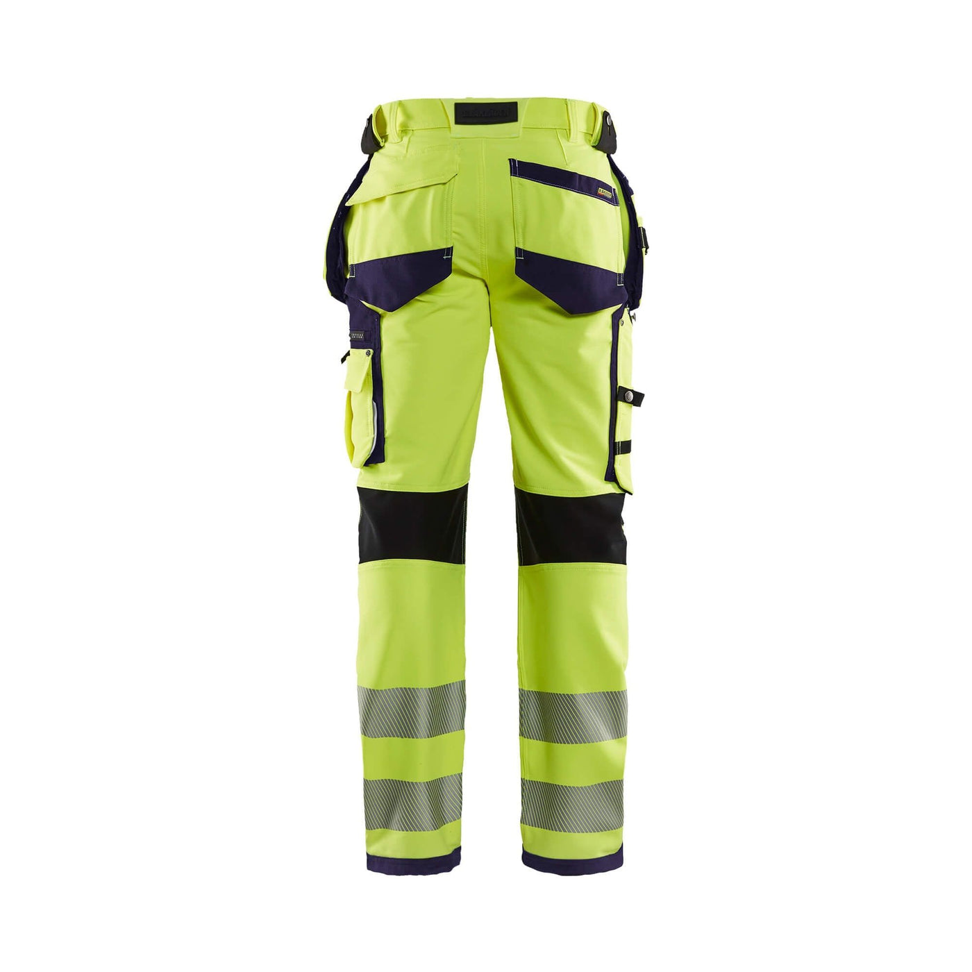 Blaklader 19971642 Hi-Vis Trousers 4-Way Stretch Yellow/Navy Blue Rear #colour_yellow-navy-blue