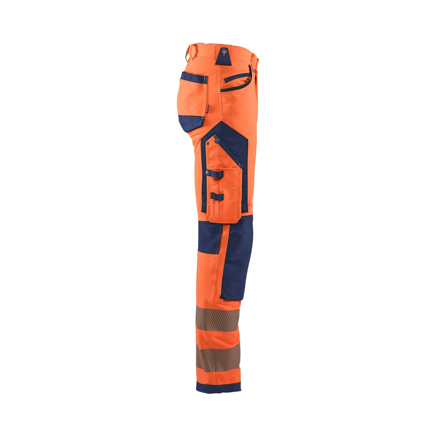 Blaklader 11971642 Hi-Vis Trousers 4-Way Stretch Without Nail Pockets Orange/Navy Blue Right #colour_orange-navy-blue