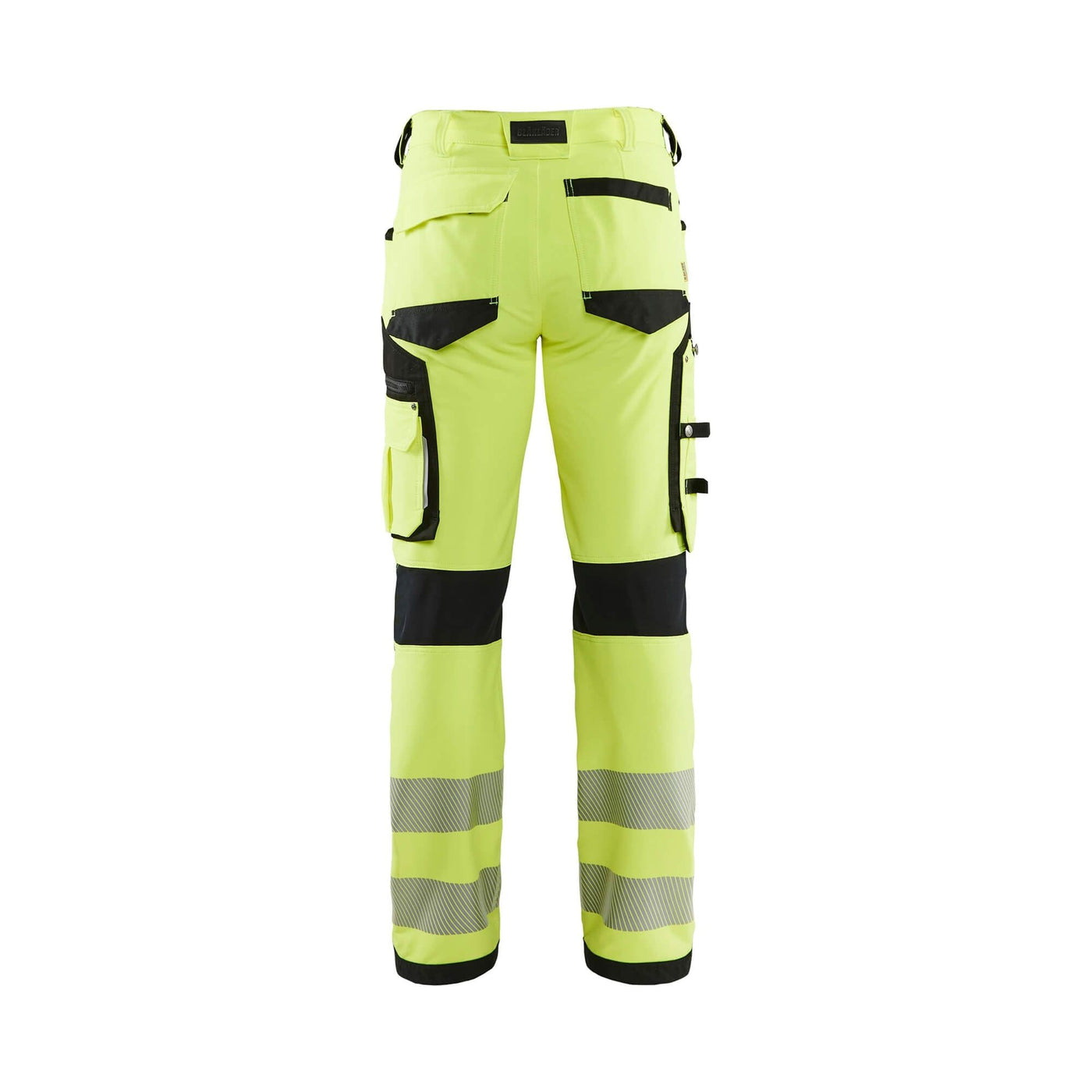 Blaklader 11971642 Hi-Vis Trousers 4-Way Stretch Without Nail Pockets Yellow/Black Rear #colour_yellow-black
