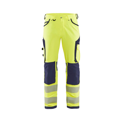 Blaklader 11971642 Hi-Vis Trousers 4-Way Stretch Without Nail Pockets Yellow/Navy Blue Main #colour_yellow-navy-blue
