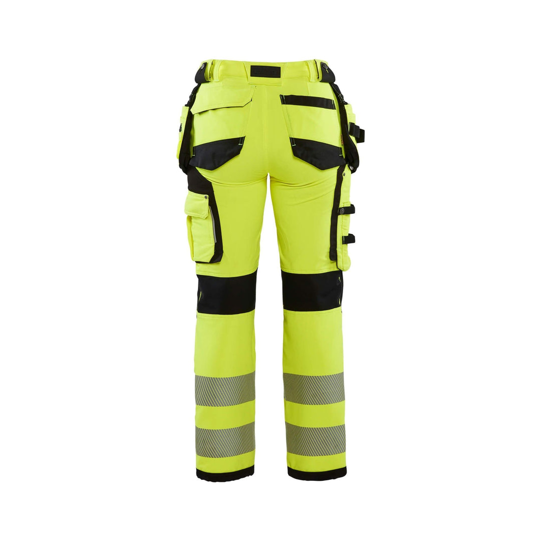 Blaklader 71971642 Hi-Vis Trousers Ladies 4-Way-Stretch Yellow/Black Rear #colour_yellow-black