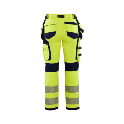 Blaklader 71971642 Hi-Vis Trousers Ladies 4-Way-Stretch Yellow/Navy Blue Rear #colour_yellow-navy-blue