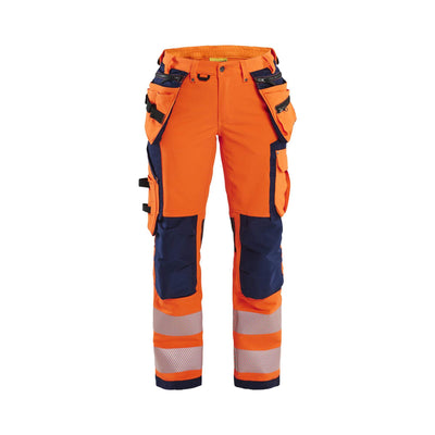Blaklader 71971642 Hi-Vis Trousers Ladies 4-Way-Stretch Orange/Navy Blue Main #colour_orange-navy-blue