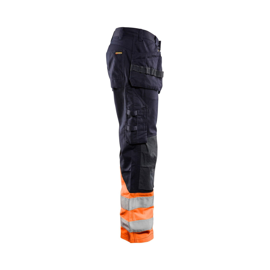 Blaklader 14891513 Hi-Vis Trousers Multinorm Navy Blue/Orange Right #colour_navy-blue-orange