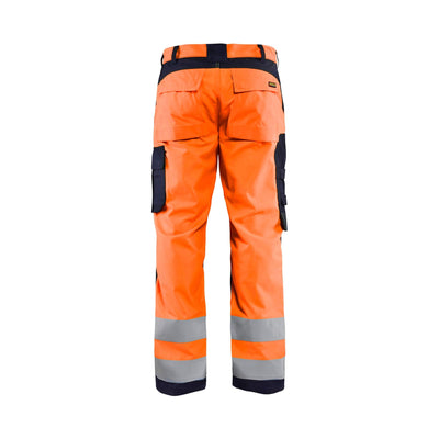 Blaklader 15881513 Hi-Vis Trousers Multinorm Orange/Navy Blue Rear #colour_orange-navy-blue