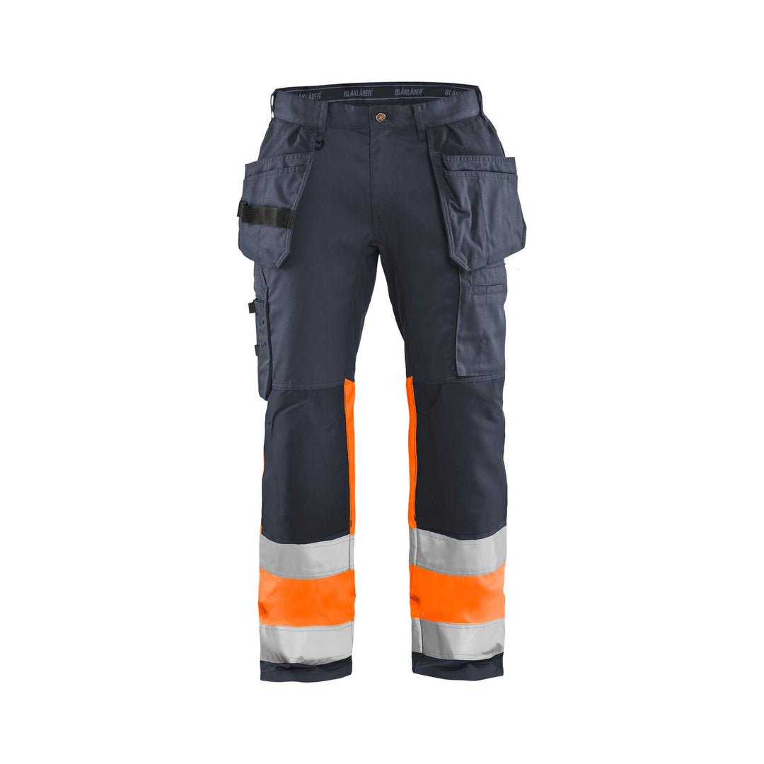 Blaklader 15581811 Hi-Vis Trousers Stretch Mid Grey/ Hi-Vis Orange Main #colour_mid-grey--hi-vis-orange