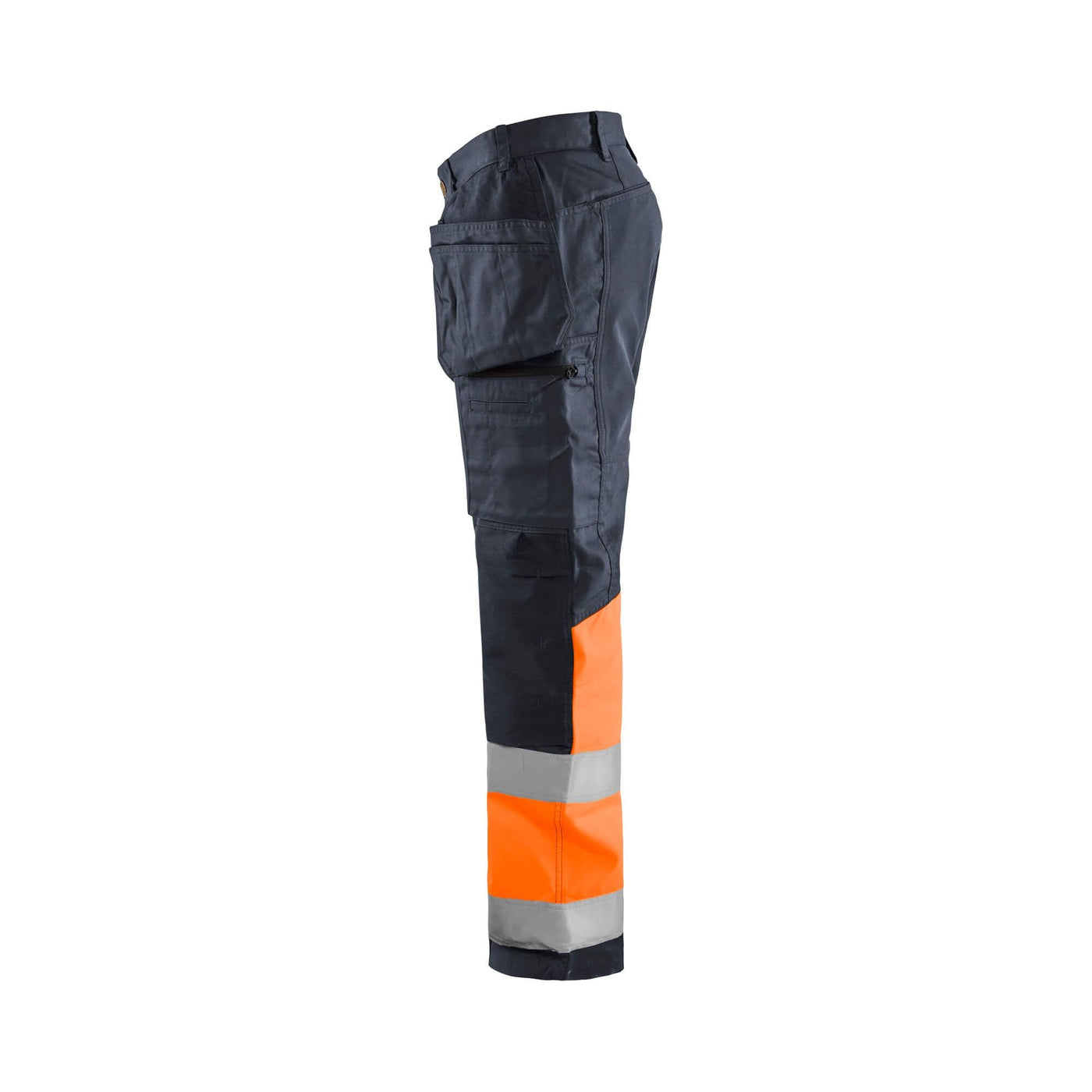 Blaklader 15581811 Hi-Vis Trousers Stretch Mid Grey/ Hi-Vis Orange Left #colour_mid-grey--hi-vis-orange