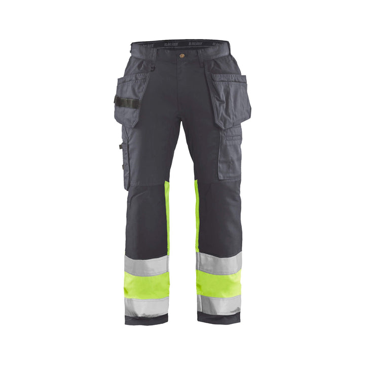 Blaklader 15581811 Hi-Vis Trousers Stretch Mid Grey/Hi-Vis Yellow Main #colour_mid-grey-hi-vis-yellow