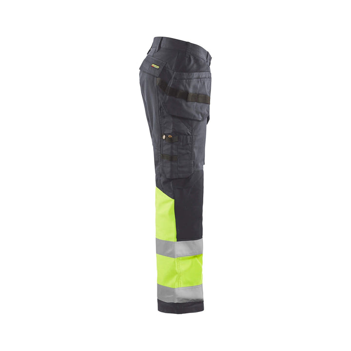 Blaklader 15581811 Hi-Vis Trousers Stretch Mid Grey/Hi-Vis Yellow Right #colour_mid-grey-hi-vis-yellow