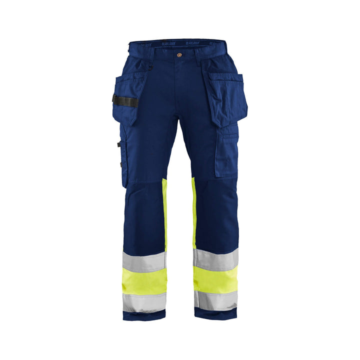 Blaklader 15581811 Hi-Vis Trousers Stretch Navy Blue/Hi-Vis Yellow Main #colour_navy-blue-hi-vis-yellow