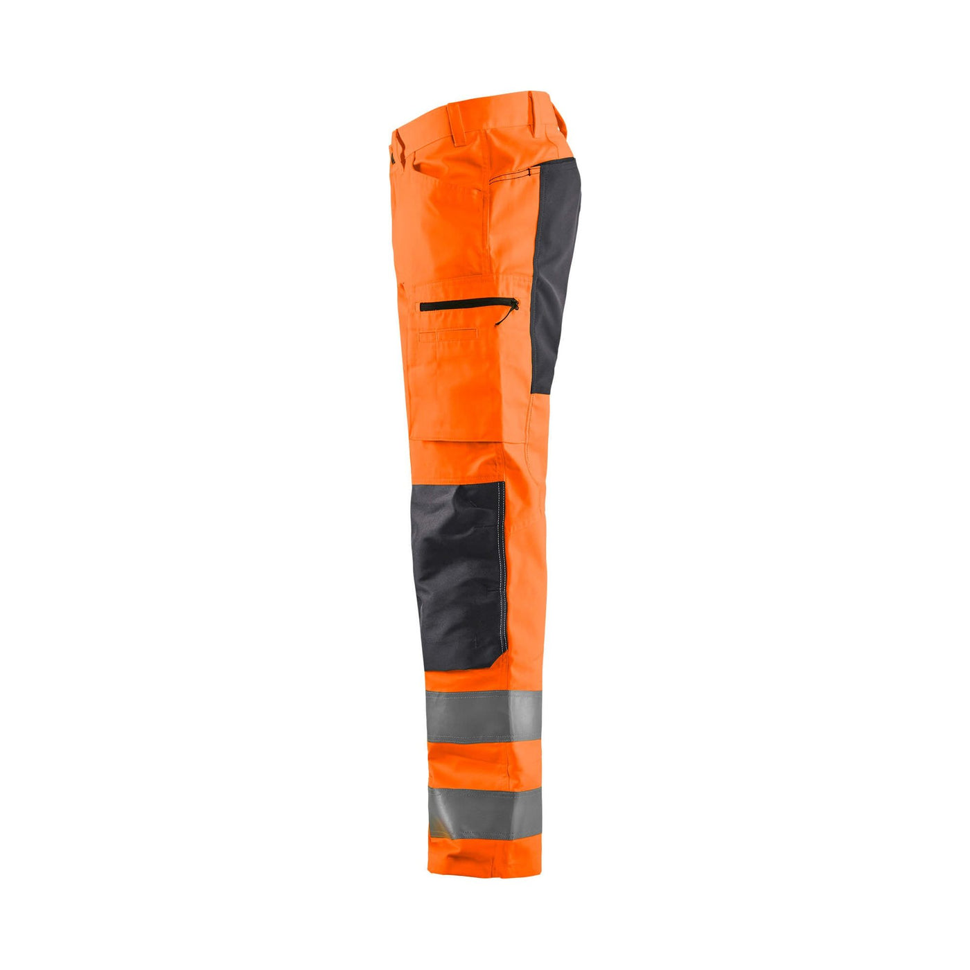 Blaklader 15851811 Hi-Vis Trousers Stretch Hi-Vis Orange/Mid Grey Left #colour_hi-vis-orange-mid-grey
