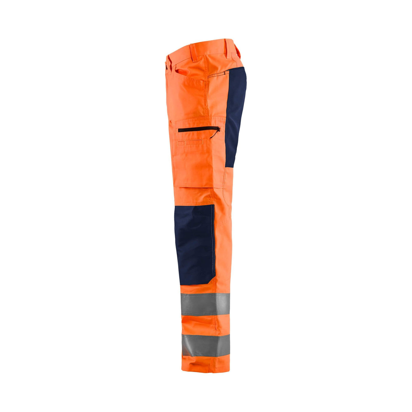 Blaklader 15851811 Hi-Vis Trousers Stretch Orange/Navy Blue Left #colour_orange-navy-blue