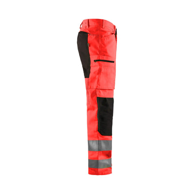 Blaklader 15851811 Hi-Vis Trousers Stretch Red/Black Right #colour_red-black