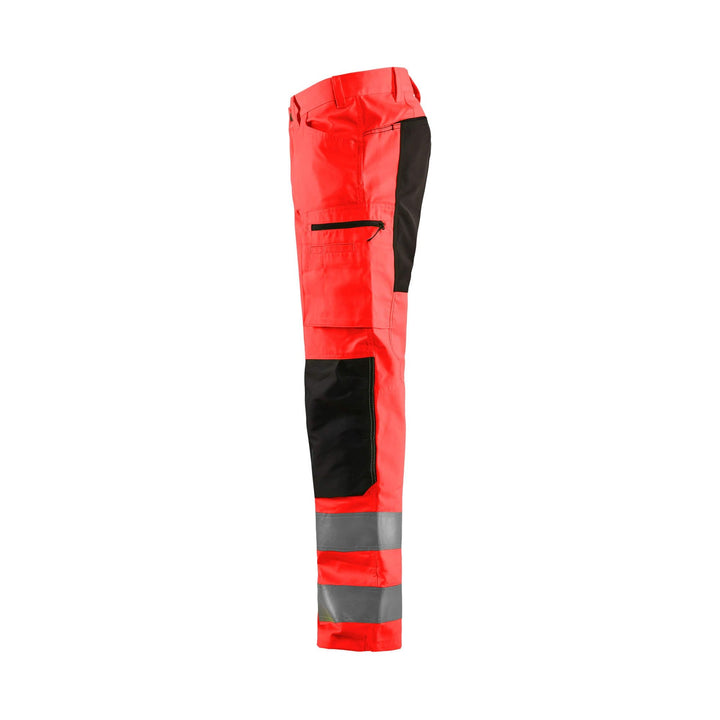 Blaklader 15851811 Hi-Vis Trousers Stretch Red/Black Left #colour_red-black