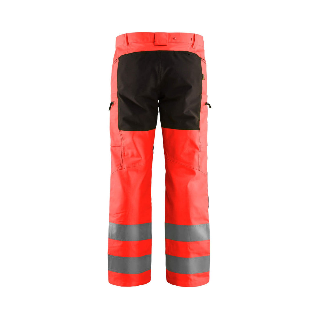 Blaklader 15851811 Hi-Vis Trousers Stretch Red/Black Rear #colour_red-black