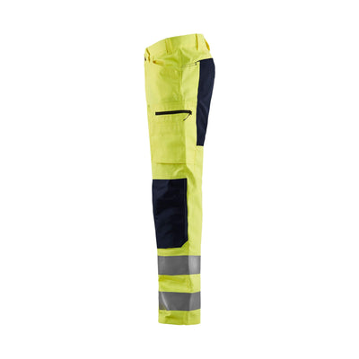 Blaklader 15851811 Hi-Vis Trousers Stretch Yellow/Black Left #colour_yellow-black