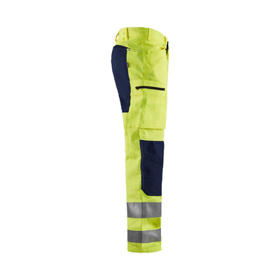 Blaklader 15851811 Hi-Vis Trousers Stretch Yellow/Navy Blue Right #colour_yellow-navy-blue