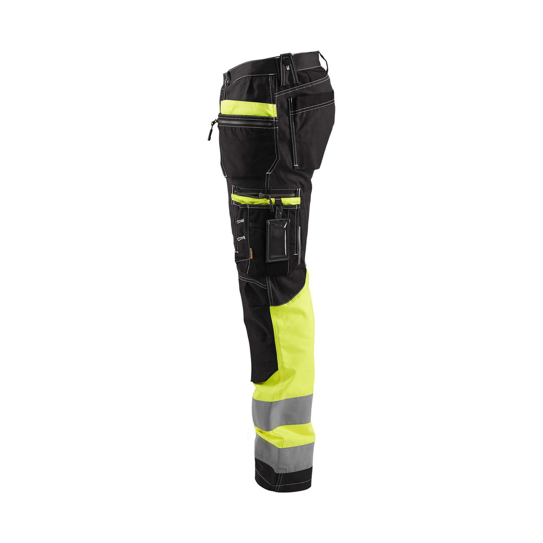 Blaklader 17941370 Hi-Vis Trousers Stretch Black/Hi-Vis Yellow Left #colour_black-yellow