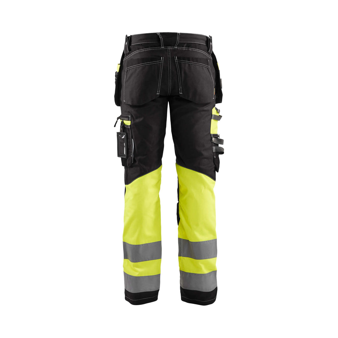 Blaklader 17941370 Hi-Vis Trousers Stretch Black/Hi-Vis Yellow Rear #colour_black-yellow