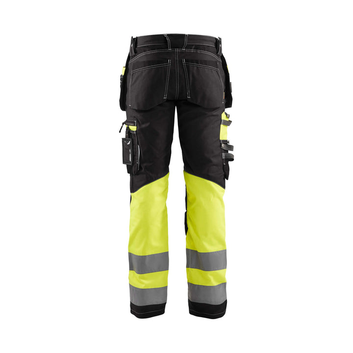 Blaklader 17941370 Hi-Vis Trousers Stretch Black/Hi-Vis Yellow Rear #colour_black-yellow