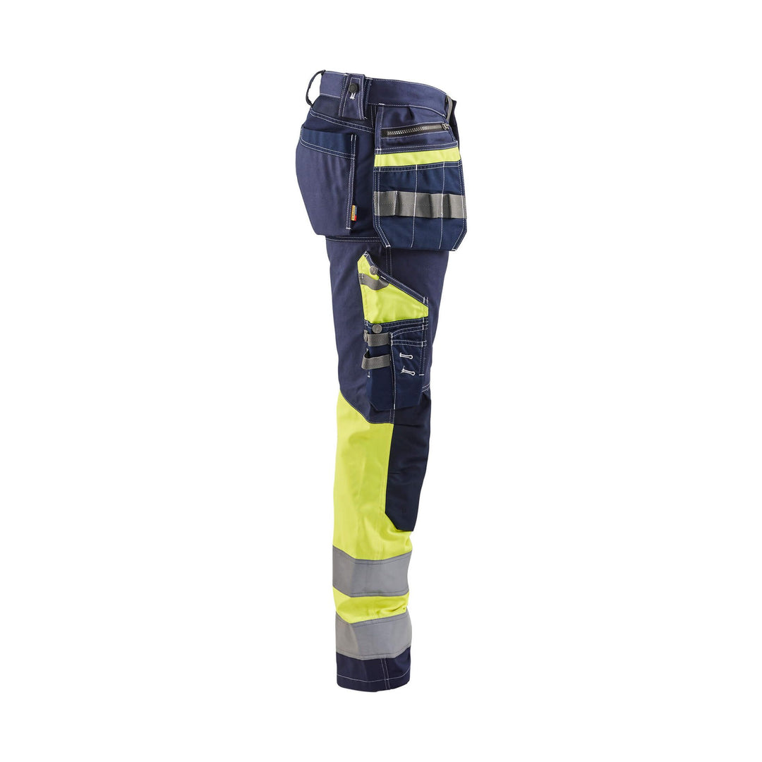 Blaklader 17941370 Hi-Vis Trousers Stretch Navy Blue/Hi-Vis Yellow Right #colour_navy-blue-hi-vis-yellow