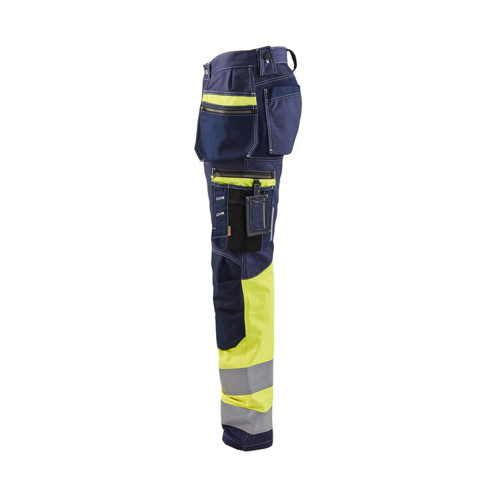 Blaklader 17941370 Hi-Vis Trousers Stretch Navy Blue/Hi-Vis Yellow Left #colour_navy-blue-hi-vis-yellow