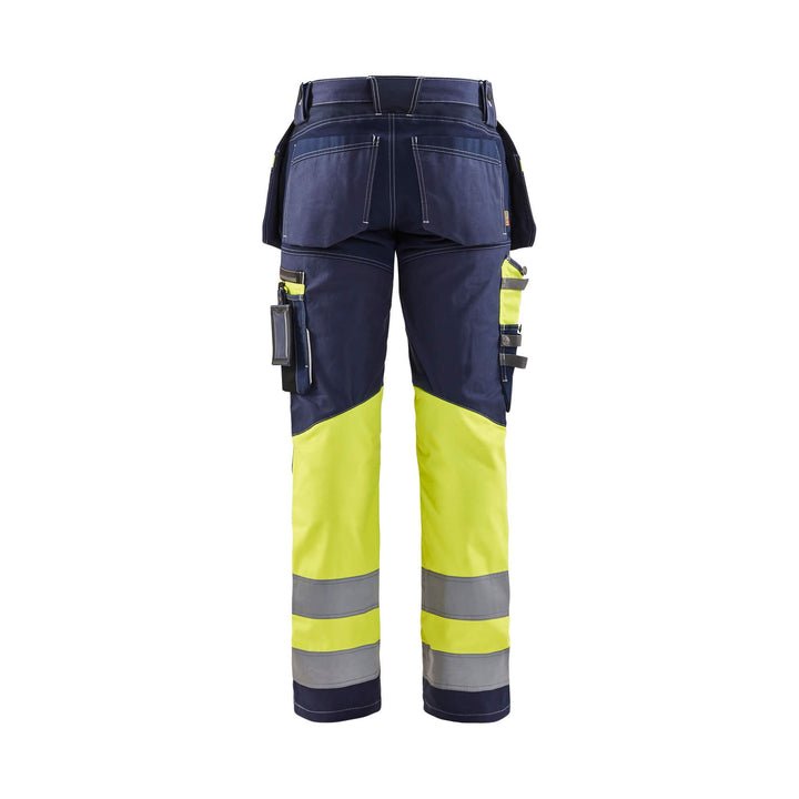 Blaklader 17941370 Hi-Vis Trousers Stretch Navy Blue/Hi-Vis Yellow Rear #colour_navy-blue-hi-vis-yellow