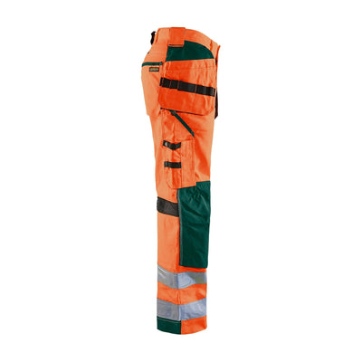 Blaklader 15651811 Hi-Vis Trousers Ventilated Orange/Green Right #colour_orange-green