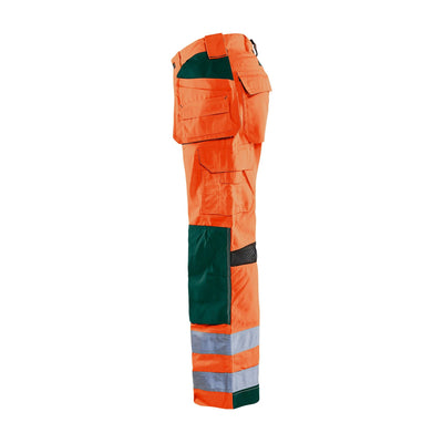Blaklader 15651811 Hi-Vis Trousers Ventilated Orange/Green Left #colour_orange-green