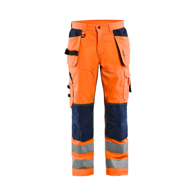 Blaklader 15651811 Hi-Vis Trousers Ventilated Orange/Navy Blue Main #colour_orange-navy-blue