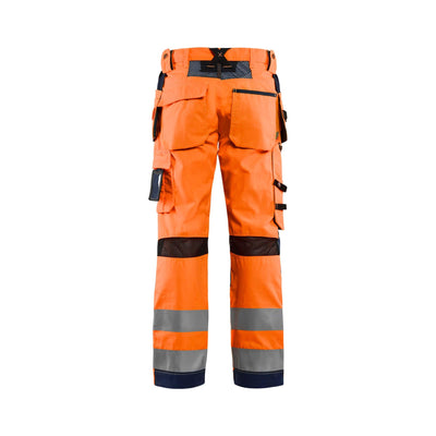 Blaklader 15651811 Hi-Vis Trousers Ventilated Orange/Navy Blue Rear #colour_orange-navy-blue