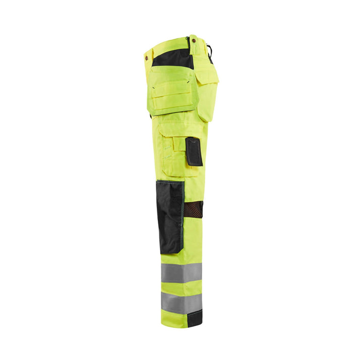 Blaklader 15651811 Hi-Vis Trousers Ventilated Yellow/Black Left #colour_yellow-black