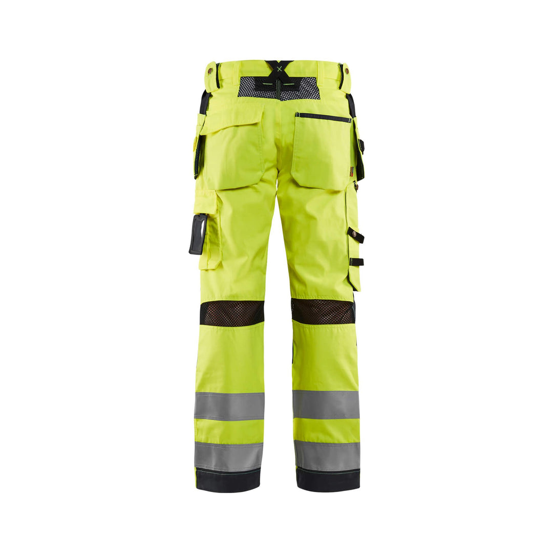 Blaklader 15651811 Hi-Vis Trousers Ventilated Yellow/Black Rear #colour_yellow-black