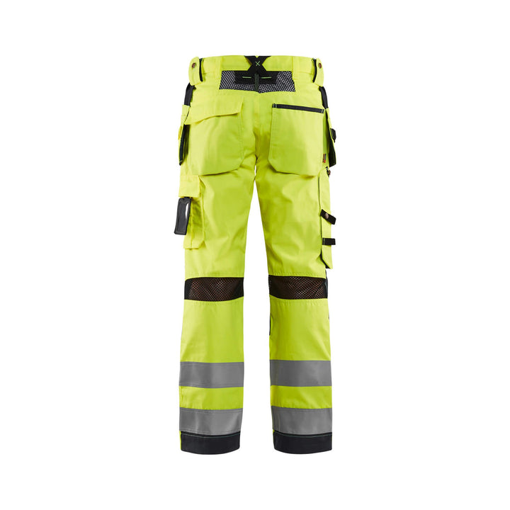 Blaklader 15651811 Hi-Vis Trousers Ventilated Yellow/Black Rear #colour_yellow-black