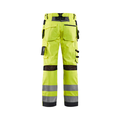 Blaklader 15651811 Hi-Vis Trousers Ventilated Yellow/Black Rear #colour_yellow-black