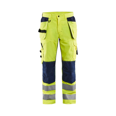 Blaklader 15651811 Hi-Vis Trousers Ventilated Yellow/Navy Blue Main #colour_yellow-navy-blue