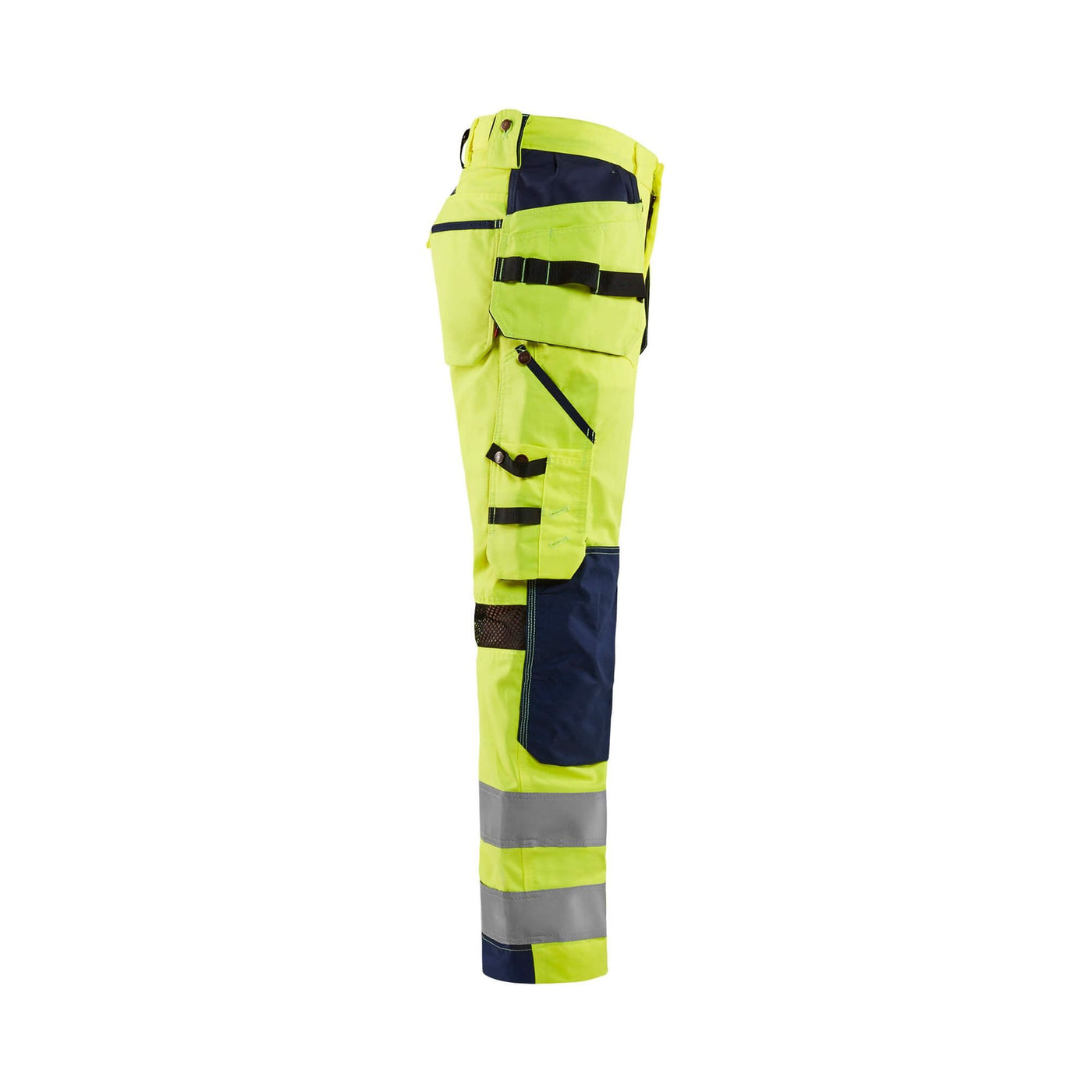 Blaklader 15651811 Hi-Vis Trousers Ventilated Yellow/Navy Blue Right #colour_yellow-navy-blue