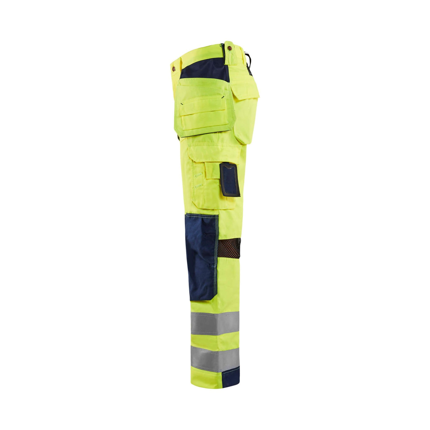 Blaklader 15651811 Hi-Vis Trousers Ventilated Yellow/Navy Blue Left #colour_yellow-navy-blue