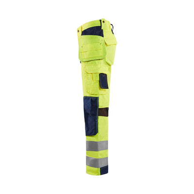Blaklader 15651811 Hi-Vis Trousers Ventilated Yellow/Navy Blue Left #colour_yellow-navy-blue